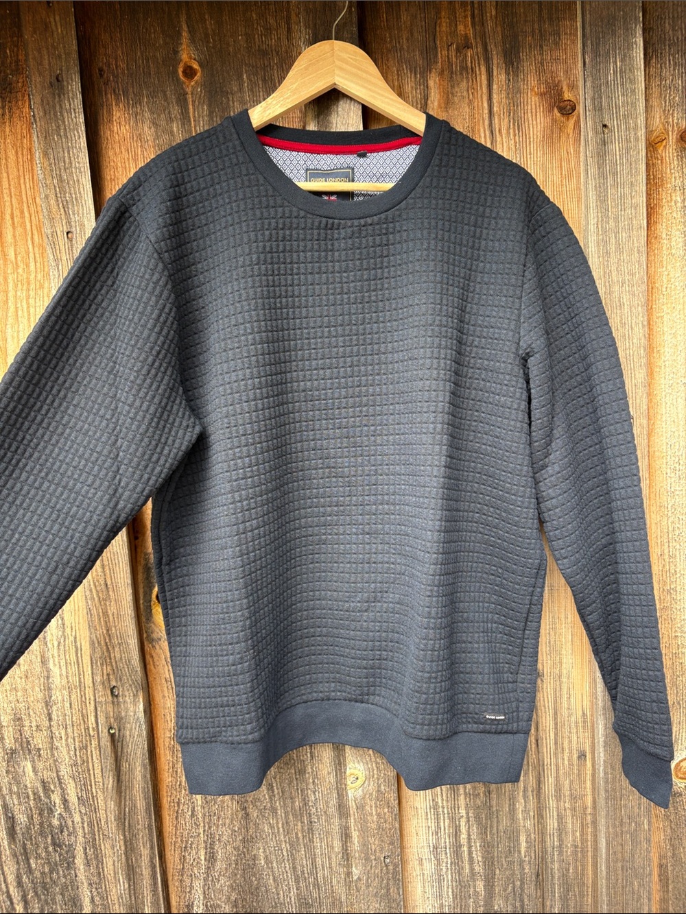 Guide London Men's Quilted Crewneck Sweater - deep blue